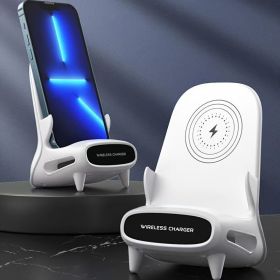 15W White Desktop Vertical Wireless Charging Phone Stand With Aesthetics