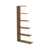 Furnish Home Store Modern 5 Tier Ladder Bookshelf Organizers, Narrow Bookshelf for Small Spaces Office Furniture Bookcase,Walnut/Yellow