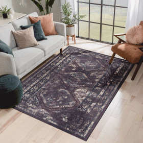 4x6 Area Rugs, Washable Rug, Low-Pile, Non-Slip, Non-Shedding, Foldable, Kid & Pet Friendly - Area Rugs for living room, bedroom, kitchen