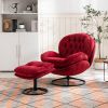 Accent chair TV Chair Living room Chair with Ottoman- DARK RED