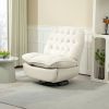 360¬∞ Swivel Recliner Adjustable Chair Chenille Glider Swivel Reclining Sofa Chair with Black Metal Round Base - Beige