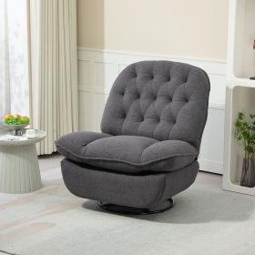 360¬∞ Swivel Recliner Adjustable Chair Chenille Glider Swivel Reclining Sofa Chair with Black Metal Round Base - Gray