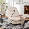 Ivory recliner, reclining lazy chair, mobile phone holder, large and comfortable reading chair, swivel gliding rocking chair, gold-stamped velvet