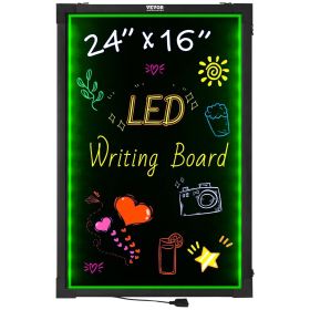 VEVOR LED Message Writing Board, 24"x16" Illuminated Erasable Lighted Chalkboard, Neon Effect Menu Sign Board