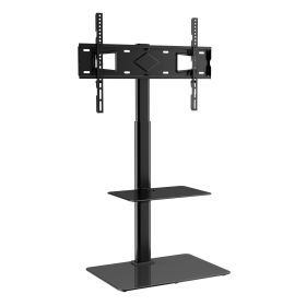 VEVOR TV Stand Mount, Swivel Tall TV Stand for 32 to 65 inch TVs, Height Adjustable Portable Floor TV Stand with Tempered Glass Base for Bedroom