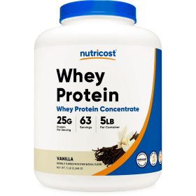 Nutricost Whey Protein Concentrate Powder (Vanilla) 5LBS - Gluten Free, Non-GMO Supplement