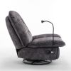 Black recliner, reclining lazy chair, mobile phone holder, large and comfortable reading chair, swivel gliding rocking chair, gold-stamped velvet