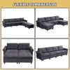 U Shaped Sectional Couch Convertible Sectional Couch with Double Chaise 6 Seat Sectional Sofa for Living Room