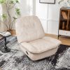 Ivory recliner, reclining lazy chair, mobile phone holder, large and comfortable reading chair, swivel gliding rocking chair, gold-stamped velvet