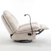 Ivory recliner, reclining lazy chair, mobile phone holder, large and comfortable reading chair, swivel gliding rocking chair, gold-stamped velvet