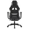 Gaming Chair with Footrest Black and Light Gray Fabric