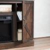 Farmhouse Classic Media TV Stand Antique Entertainment Console for TV up to 50" with 18" Electric Fireplace Insert with Open and Closed Storage Space