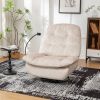 Ivory recliner, reclining lazy chair, mobile phone holder, large and comfortable reading chair, swivel gliding rocking chair, gold-stamped velvet