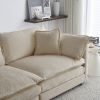 Mid-Century Modern Couch 3-Seater Sofa with 2 Armrest Pillows and 3 Toss Pillows, Couch for Living Room Beige Chenille