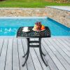 Outdoorr Cast Aluminum Square Table, End Table Side Table for Paio Backyard Pool, Cast Aluminum Cocktail Table, Outdoor Bar Table, Black