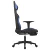 Gaming Chair with Footrest Black and Blue Fabric