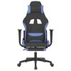 Gaming Chair with Footrest Black and Blue Fabric