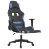 Massage Gaming Chair with Footrest Black and Blue Fabric