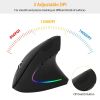 2.4G Wireless Vertical Mouse Ergonomic Optical Mice w/ 6 Buttons 3 Adjustable DPI 800/1200/1600 Levels for Laptop PC Computer