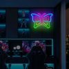 1pc Vibrant Butterfly LED Neon Sign - USB Operated, Colorful Neon Light, Wall Decor, Bar, Home, Club, Coffee Shop, Hotel, Game Room