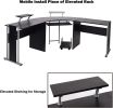 71" L-Shaped Gaming Desk -Large Desktop 22" Wide Wood Curved Corner Desk -Sturdy Computer Desks PC Laptop Table Workstation