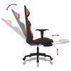 Massage Gaming Chair with Footrest Black and Red Fabric