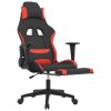 Gaming Chair with Footrest Black and Red Fabric