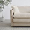 Mid-Century Modern Couch 3-Seater Sofa with 2 Armrest Pillows and 3 Toss Pillows, Couch for Living Room Beige Chenille