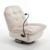 Ivory recliner, reclining lazy chair, mobile phone holder, large and comfortable reading chair, swivel gliding rocking chair, gold-stamped velvet