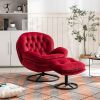 Accent chair TV Chair Living room Chair with Ottoman- DARK RED