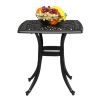 Outdoorr Cast Aluminum Square Table, End Table Side Table for Paio Backyard Pool, Cast Aluminum Cocktail Table, Outdoor Bar Table, Black