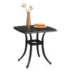 Outdoorr Cast Aluminum Square Table, End Table Side Table for Paio Backyard Pool, Cast Aluminum Cocktail Table, Outdoor Bar Table, Black