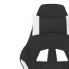 Massage Gaming Chair with Footrest Black and White Fabric