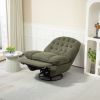 360¬∞ Swivel Recliner Adjustable Chair Chenille Glider Swivel Reclining Sofa Chair with Black Metal Round Base - Green