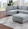 Living Room Furniture 6pc Modular Sectional Set Light Grey Dorris Fabric Couch 2x Corner Wedges 3x Armless Chairs And 1x Ottoman