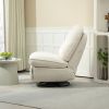 360¬∞ Swivel Recliner Adjustable Chair Chenille Glider Swivel Reclining Sofa Chair with Black Metal Round Base - Beige