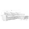 Corduroy Sectional Sofa, L Shaped Couch with Storage Footstool and 3 Pillow, Sectional Couch for Living Room Apartment, Bule