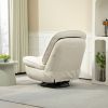 360¬∞ Swivel Recliner Adjustable Chair Chenille Glider Swivel Reclining Sofa Chair with Black Metal Round Base - Beige