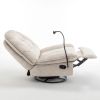 Ivory recliner, reclining lazy chair, mobile phone holder, large and comfortable reading chair, swivel gliding rocking chair, gold-stamped velvet