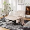 Ivory recliner, reclining lazy chair, mobile phone holder, large and comfortable reading chair, swivel gliding rocking chair, gold-stamped velvet