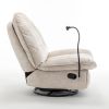 Ivory recliner, reclining lazy chair, mobile phone holder, large and comfortable reading chair, swivel gliding rocking chair, gold-stamped velvet