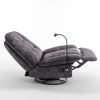 Black recliner, reclining lazy chair, mobile phone holder, large and comfortable reading chair, swivel gliding rocking chair, gold-stamped velvet