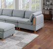 Living Room Furniture 6pc Modular Sectional Set Light Grey Dorris Fabric Couch 2x Corner Wedges 3x Armless Chairs And 1x Ottoman