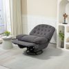 360¬∞ Swivel Recliner Adjustable Chair Chenille Glider Swivel Reclining Sofa Chair with Black Metal Round Base - Gray