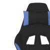 Gaming Chair with Footrest Black and Blue Fabric