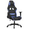 Gaming Chair with Footrest Black and Blue Fabric