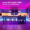 Bedroom LED Light 50 Feet Music Sync Color Changing Light with Remote Control & App Control RGB Strip for Room Home Party Decoration