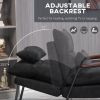 HOMCOM Accent Chair with Ottoman, Reclining Comfy Chair with Adjustable Backrest, Steel Frame and Pillow for Living Room, Bedroom, Black