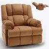 Manual Recliner Chair with Rocker and Swivel in Fabric for Living Room, Beige