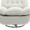 360¬∞ Swivel Recliner Adjustable Chair Chenille Glider Swivel Reclining Sofa Chair with Black Metal Round Base - Beige